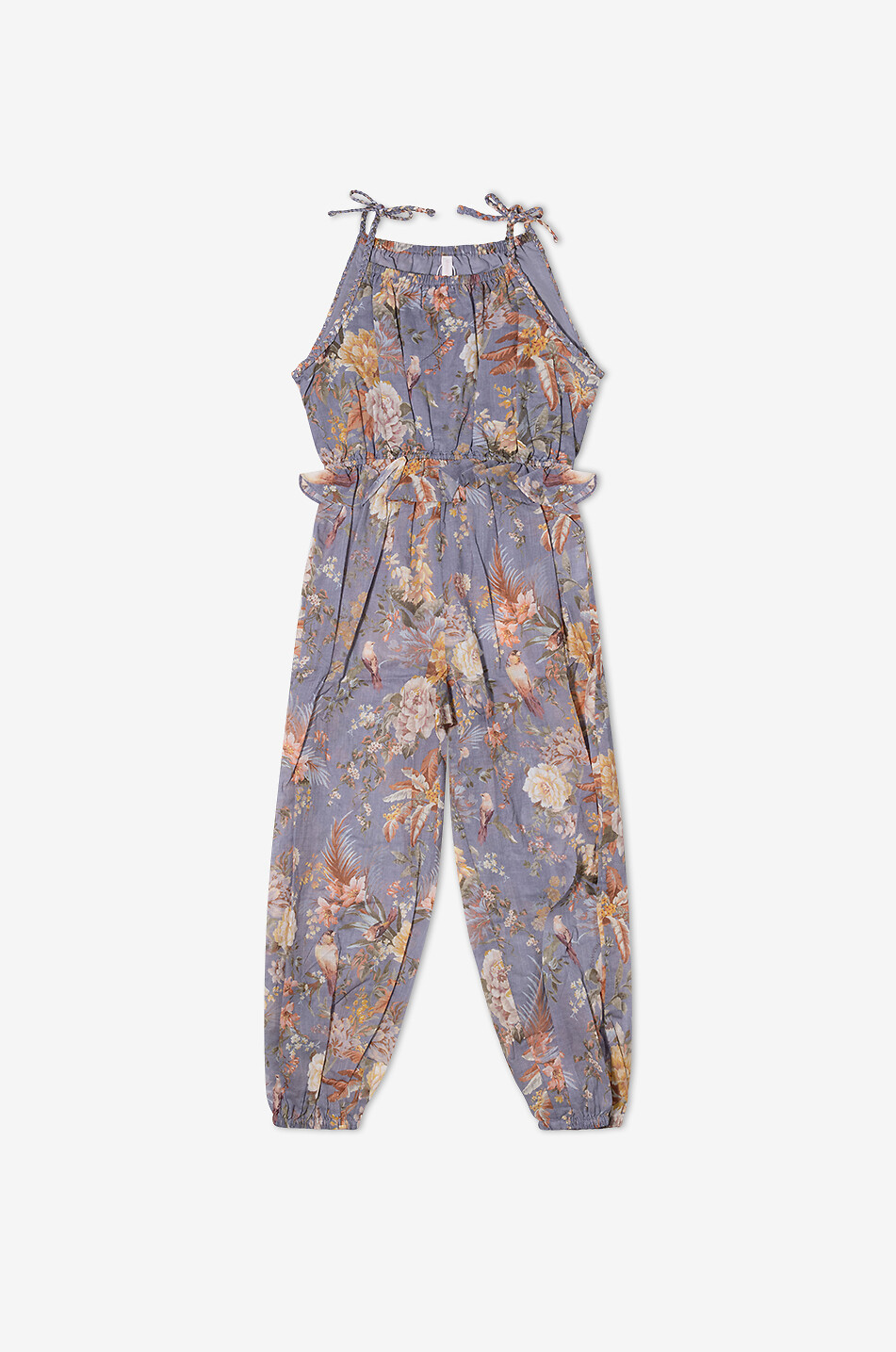 ZIMMERMANN Tallow Teal Multi Floral girls' sleeveless cotton voile jumpsuit Girl LIGHT BLUE 1