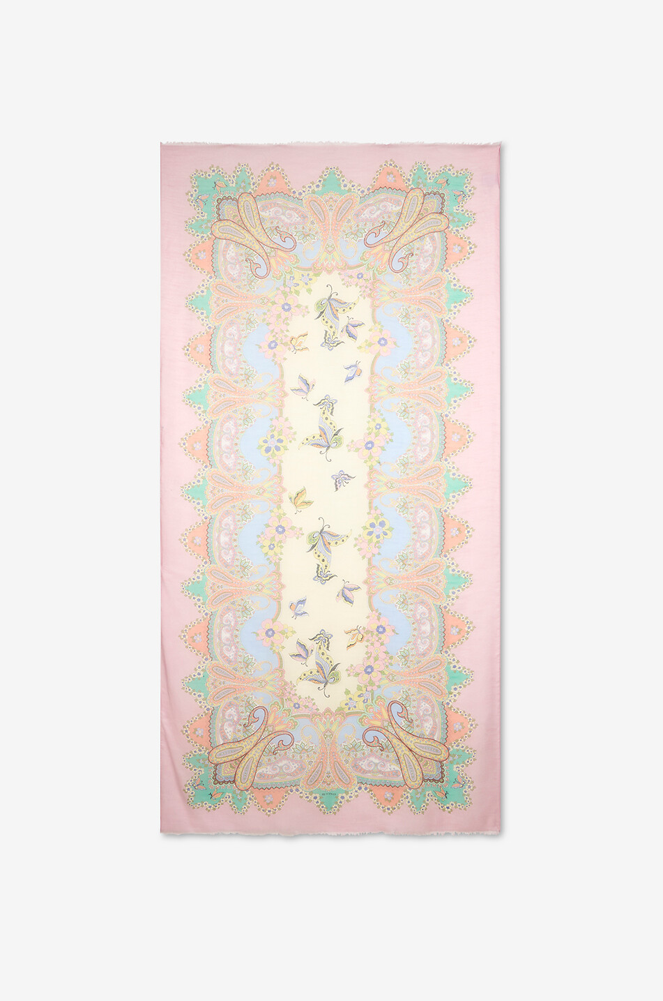 Écharpe fine en soie mélangée flammée Paisley Butterflies