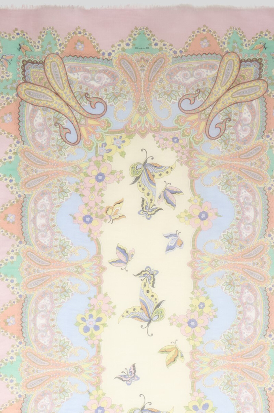 ETRO Écharpe fine en soie mélangée flammée Paisley Butterflies Femme MULTICOLORE 2