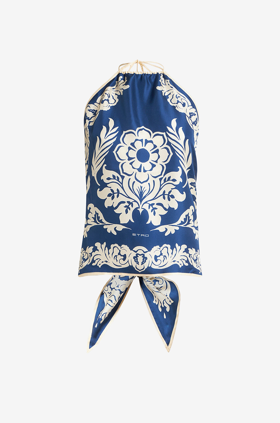 ETRO Top foulard dos nu en soie fleurie Femme BLEU 1