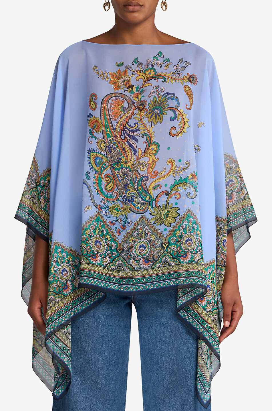 【送料&関税込】Etro Paisley Printed Asymmetric Poncho Etro Paisley Print Asymmetric Silk Poncho | Nordstrom