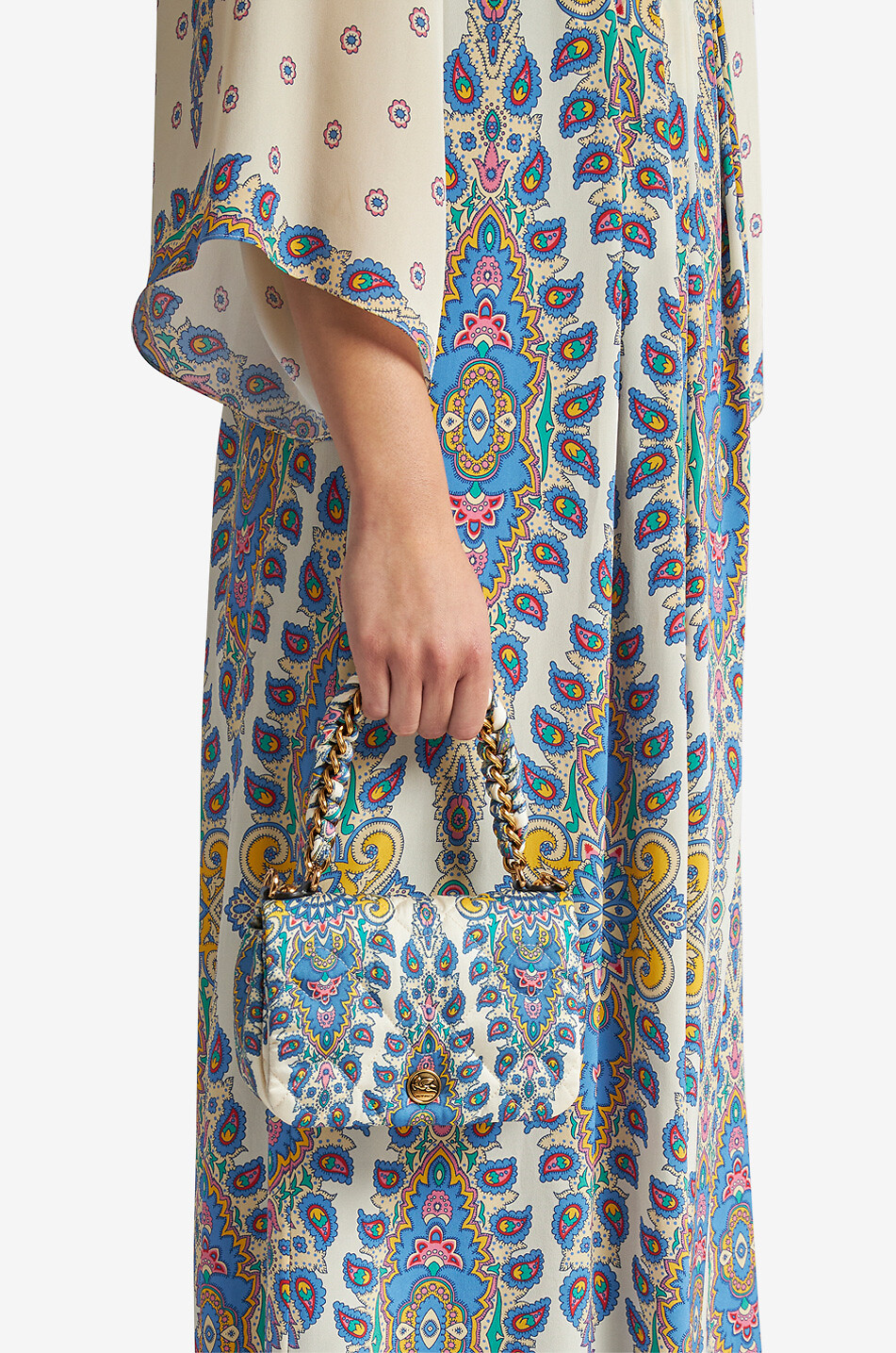 Schultertasche aus Paisley-bedrucktem Twill Bond Small