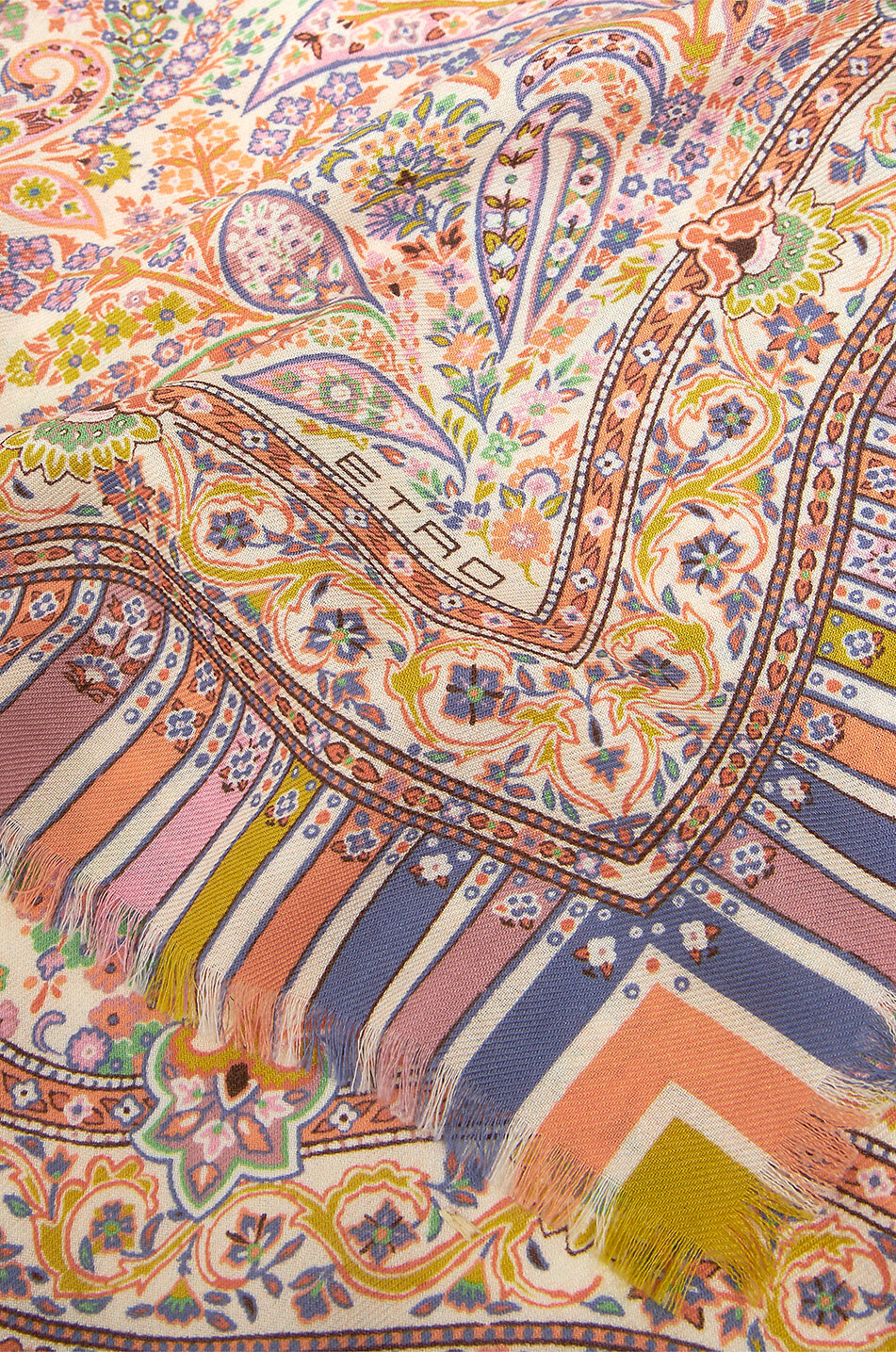 ETRO Châle en laine et soie motif tapis fleuri Femme MULTICOLORE 2