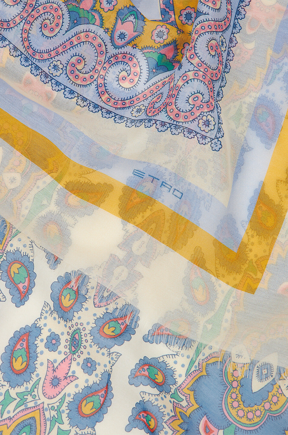 ETRO Écharpe fine en coton et soie motif Paisley printannier Femme MULTICOLORE 3