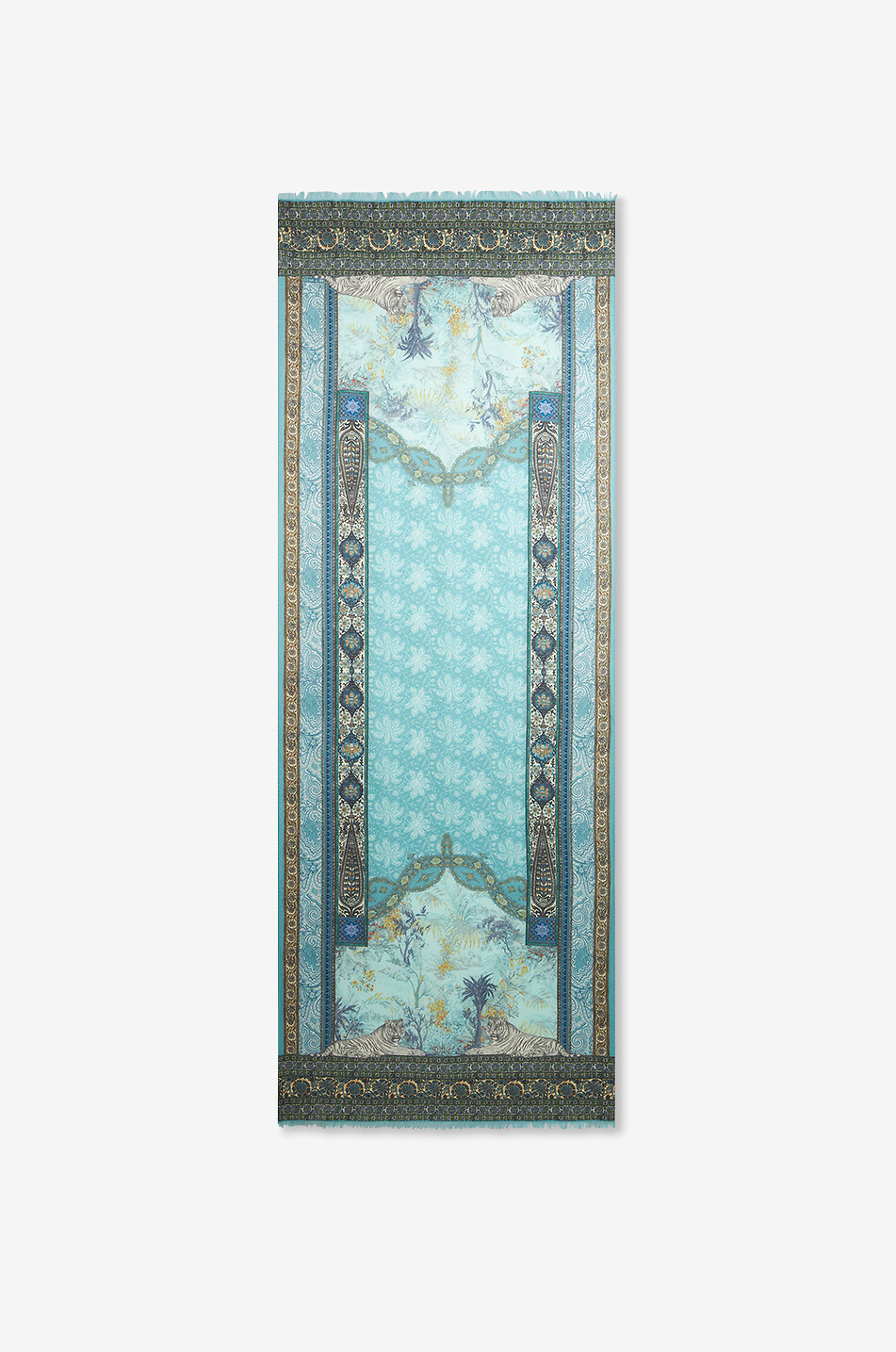 ETRO Écharpe en laine et soie à imprimé tigres Homme BLEU MOYEN 1