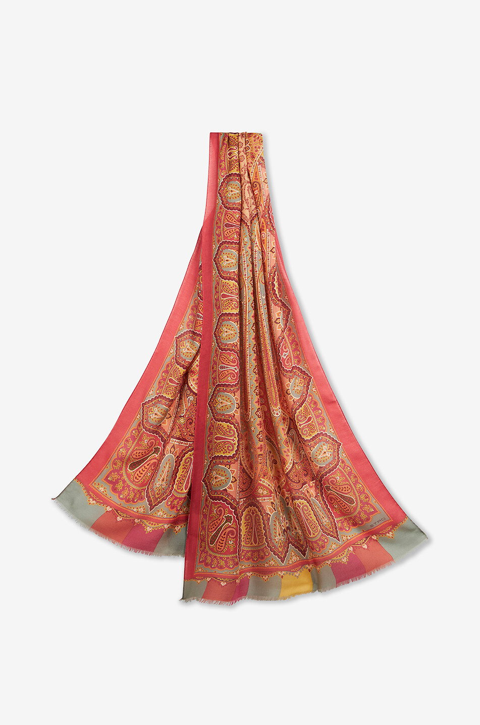 Paisley patterned lightweight modal and cashmere scarf