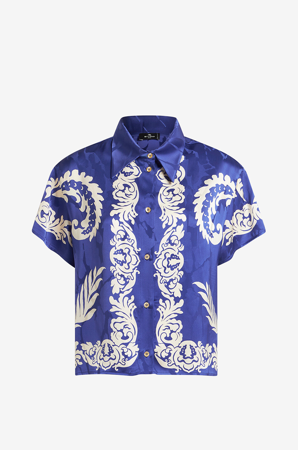 ETRO Kurzarm-Boxy-Hemd aus Jacquard Macro Paisley Damen BLAU 1