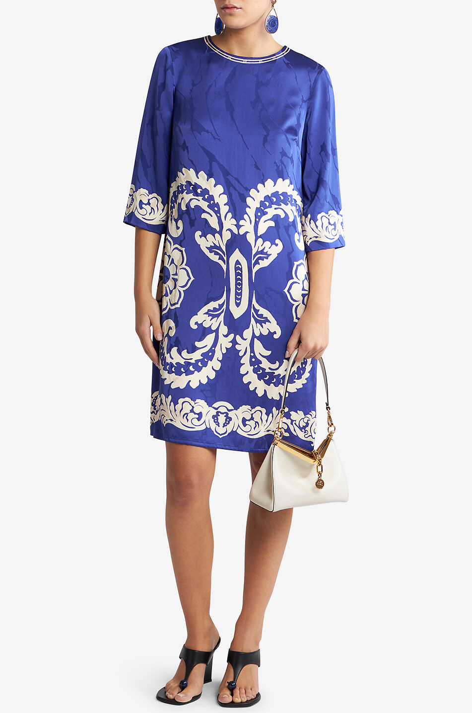 ETRO Flower-printed jacquard short tunic dress Women BLUE 3