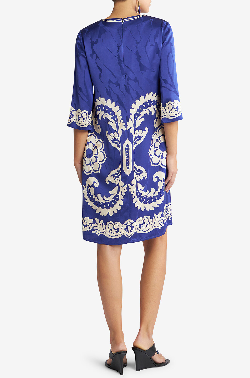 ETRO Flower-printed jacquard short tunic dress Women BLUE 4