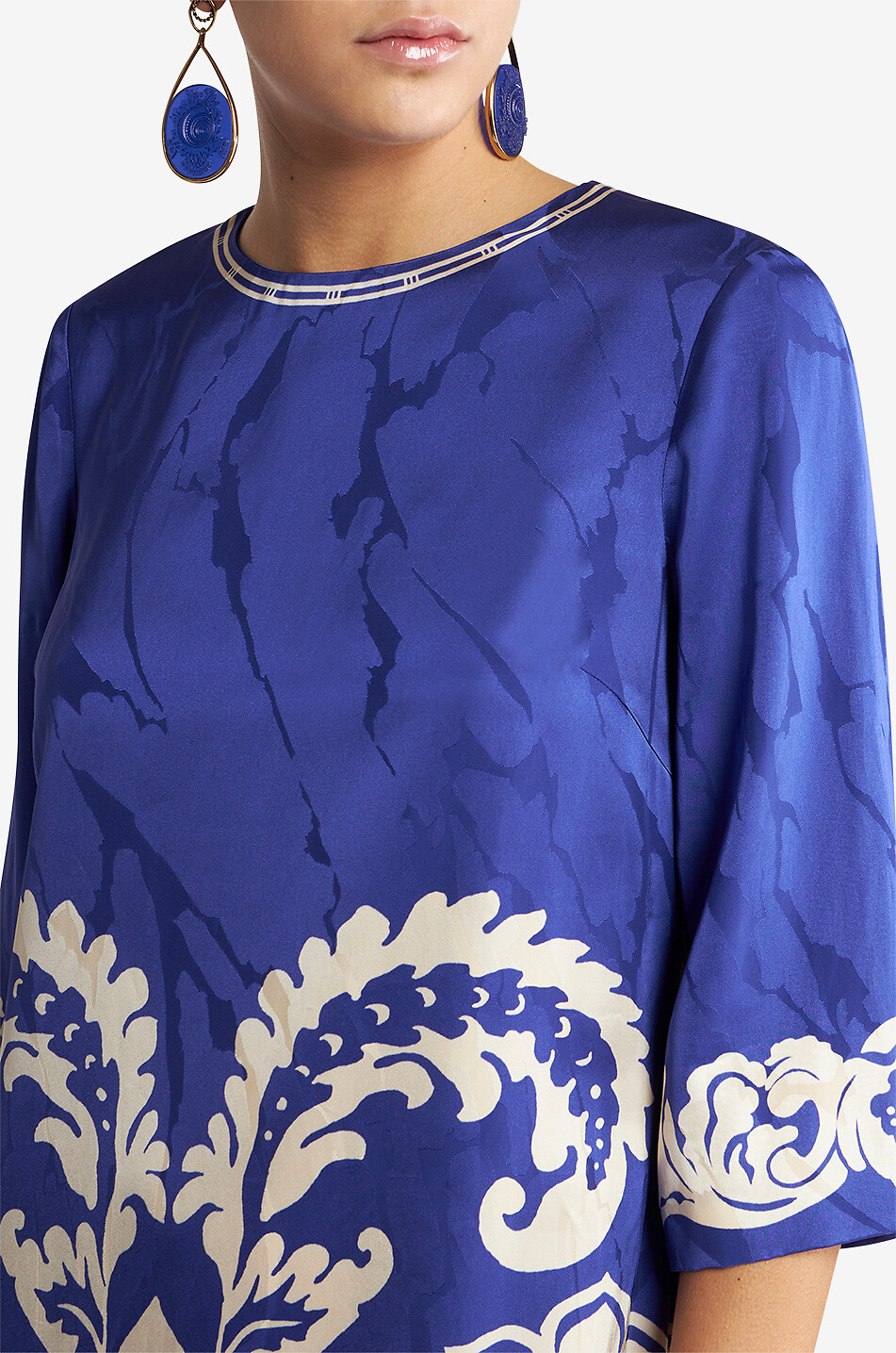ETRO Flower-printed jacquard short tunic dress Women BLUE 5