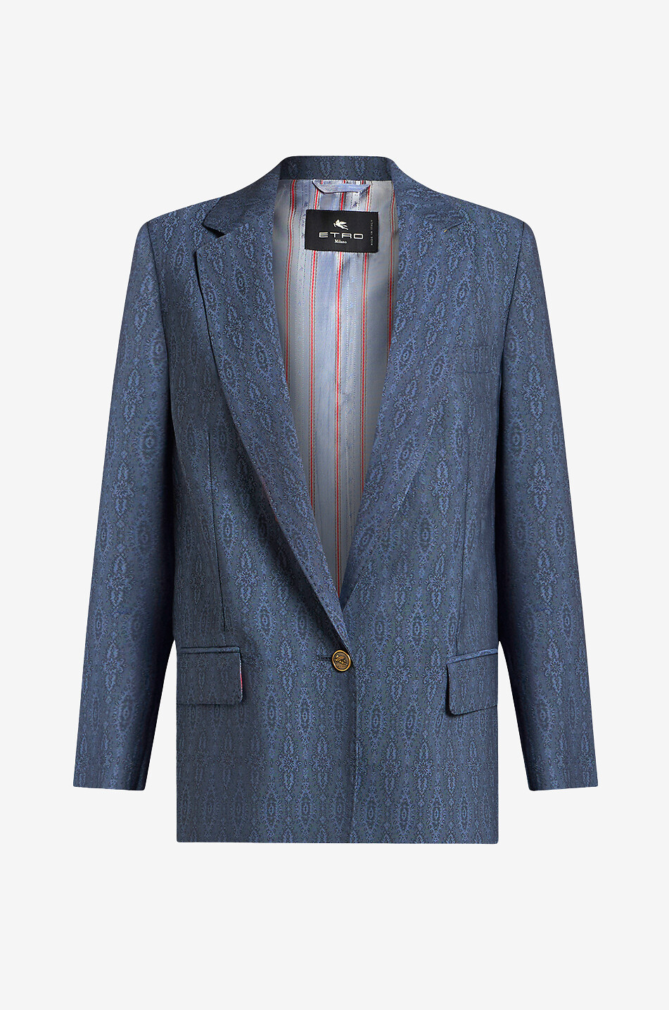 Einreihiger gerader Jacquardblazer mit Paisley-Medaillon-Motiv