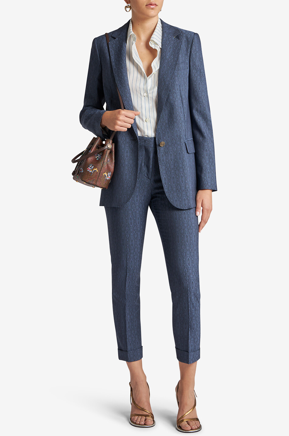 Einreihiger gerader Jacquardblazer mit Paisley-Medaillon-Motiv