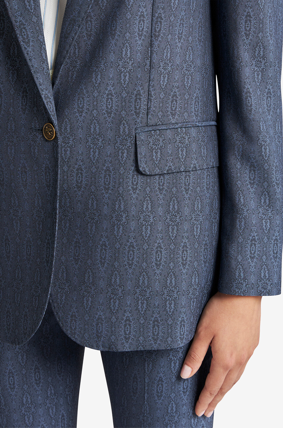 Einreihiger gerader Jacquardblazer mit Paisley-Medaillon-Motiv
