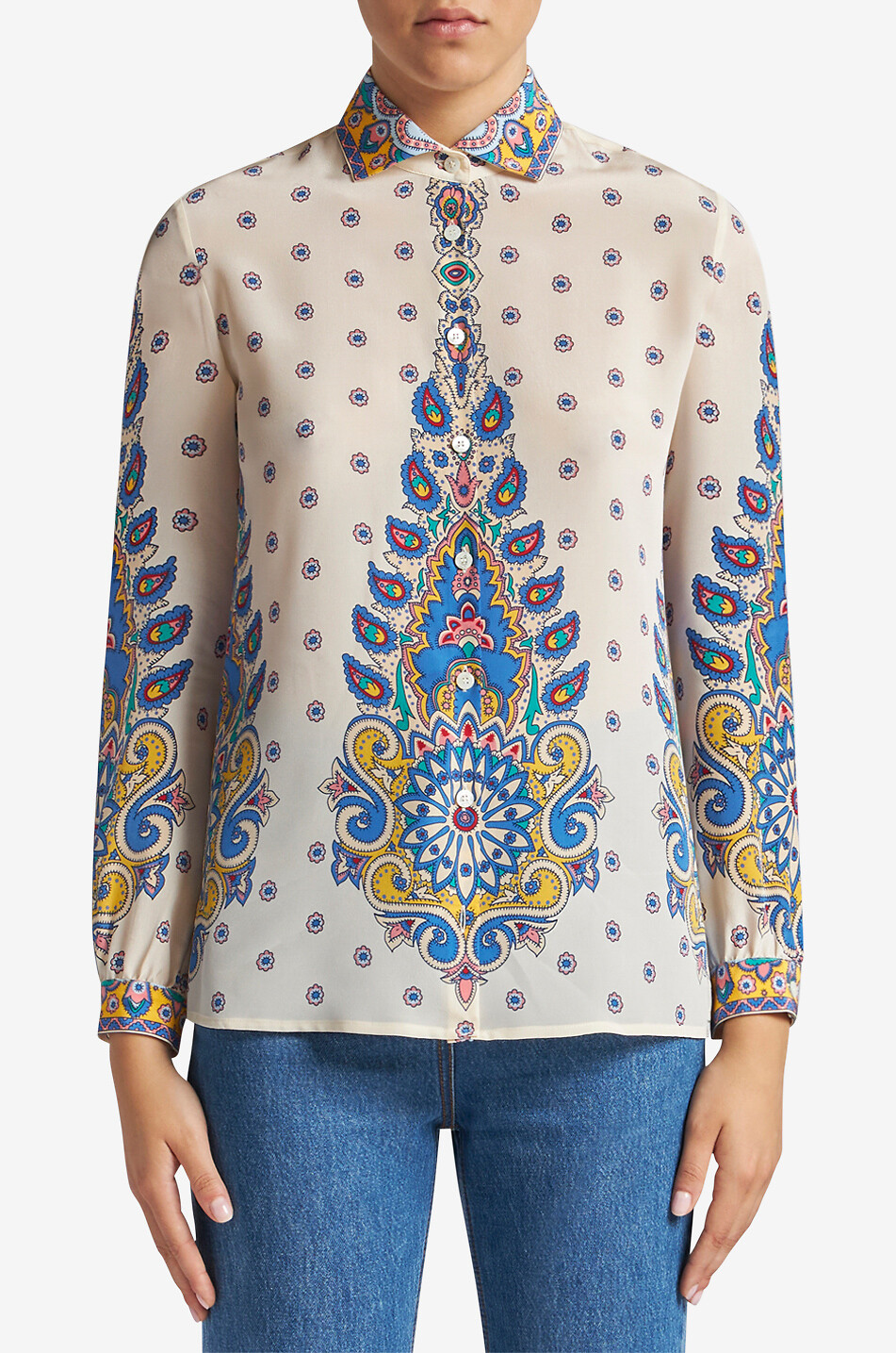 ETRO Chemise ajustée en crêpe de soie imprimée Paisley floral Femme MULTICOLORE 3