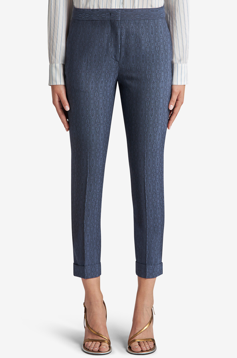 Paisley Medaillons cropped wool jacquard cigarette trousers