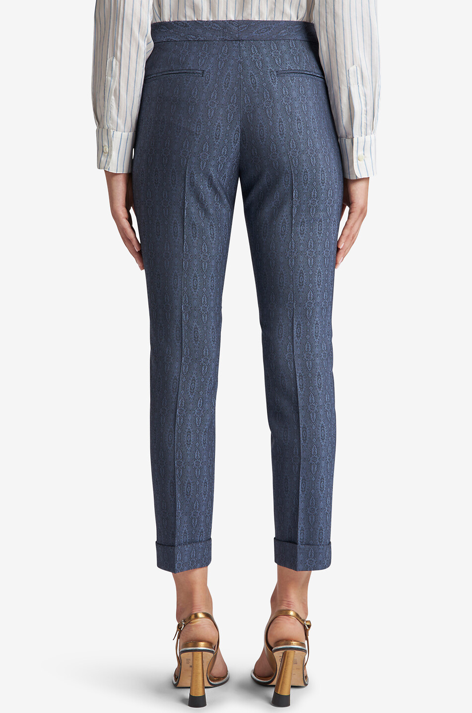 Paisley Medaillons cropped wool jacquard cigarette trousers