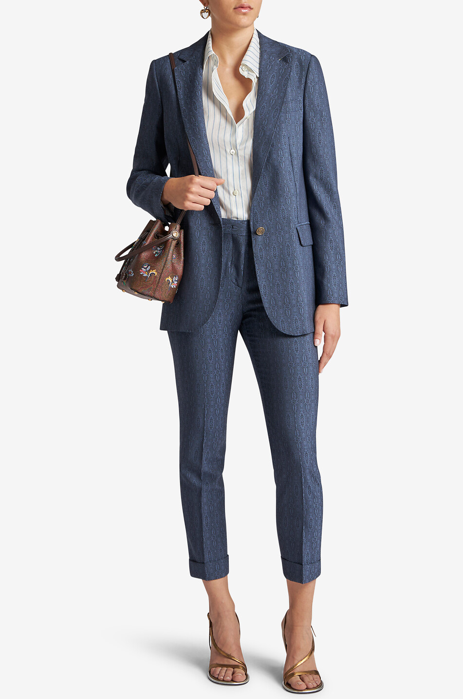 Paisley Medaillons cropped wool jacquard cigarette trousers