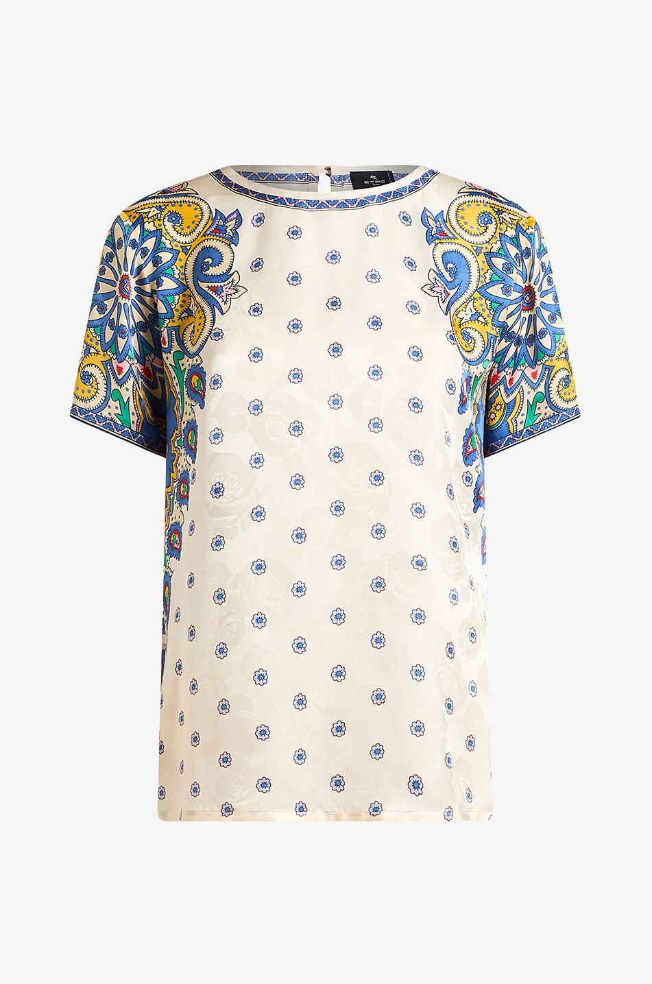 T-shirt ample en jacquard de soie imprimé fleurs