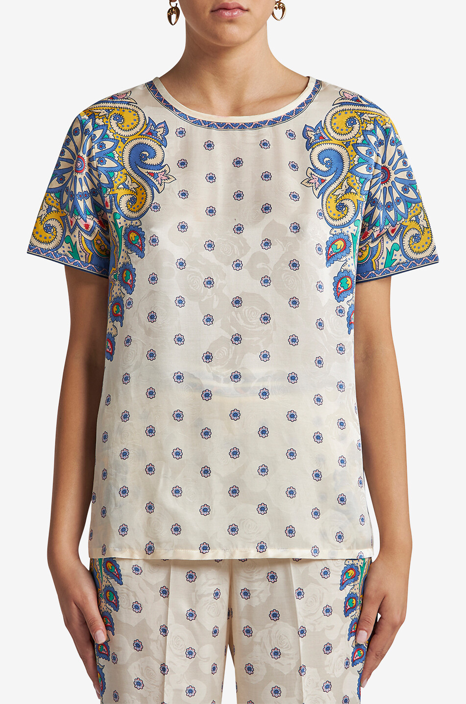 ETRO T-shirt ample en jacquard de soie imprimé fleurs Femme MULTICOLORE 3