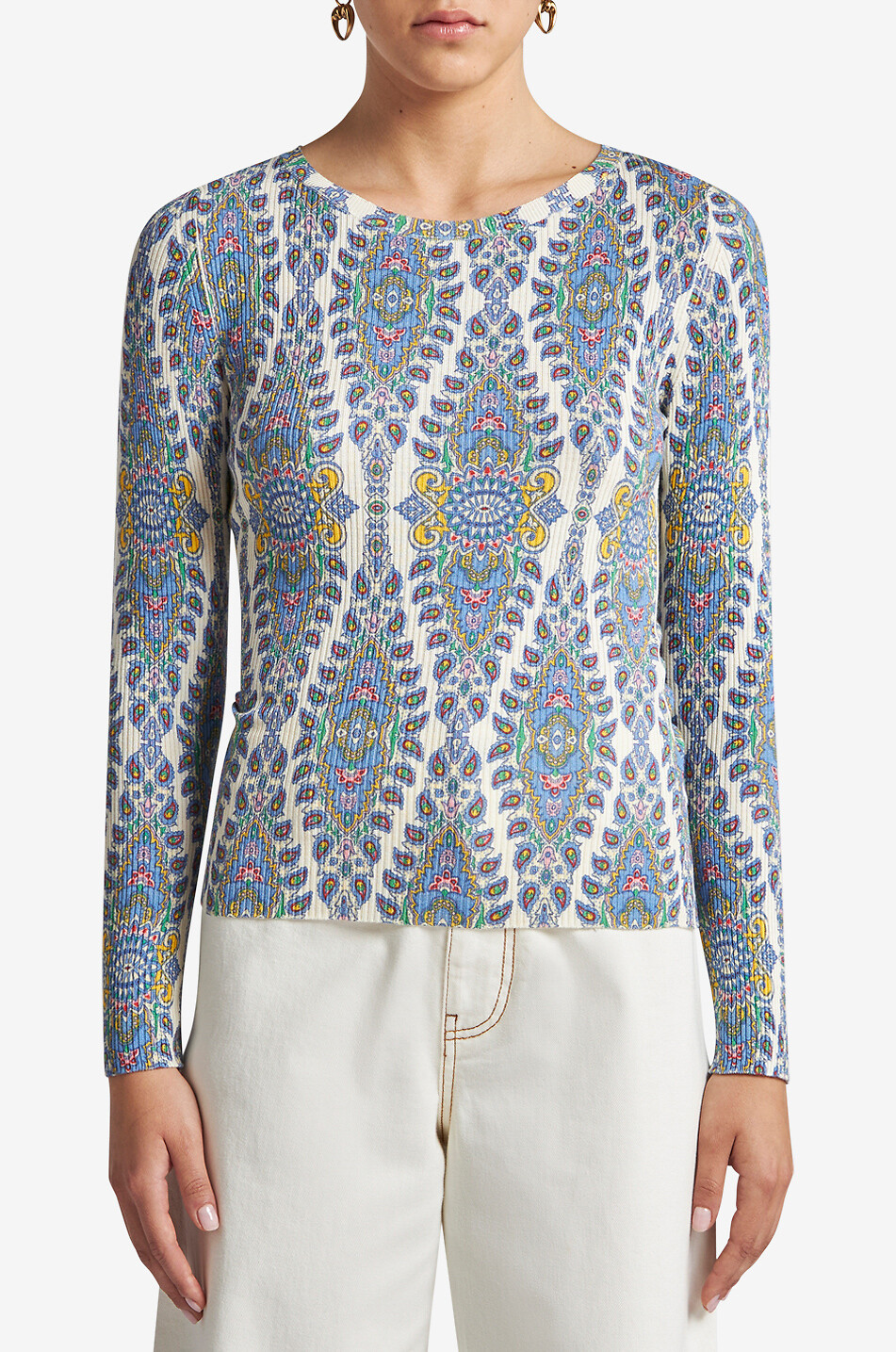 ETRO Pull chaussette côtelé en soie et coton Paisley Medaillons Femme MULTICOLORE 3