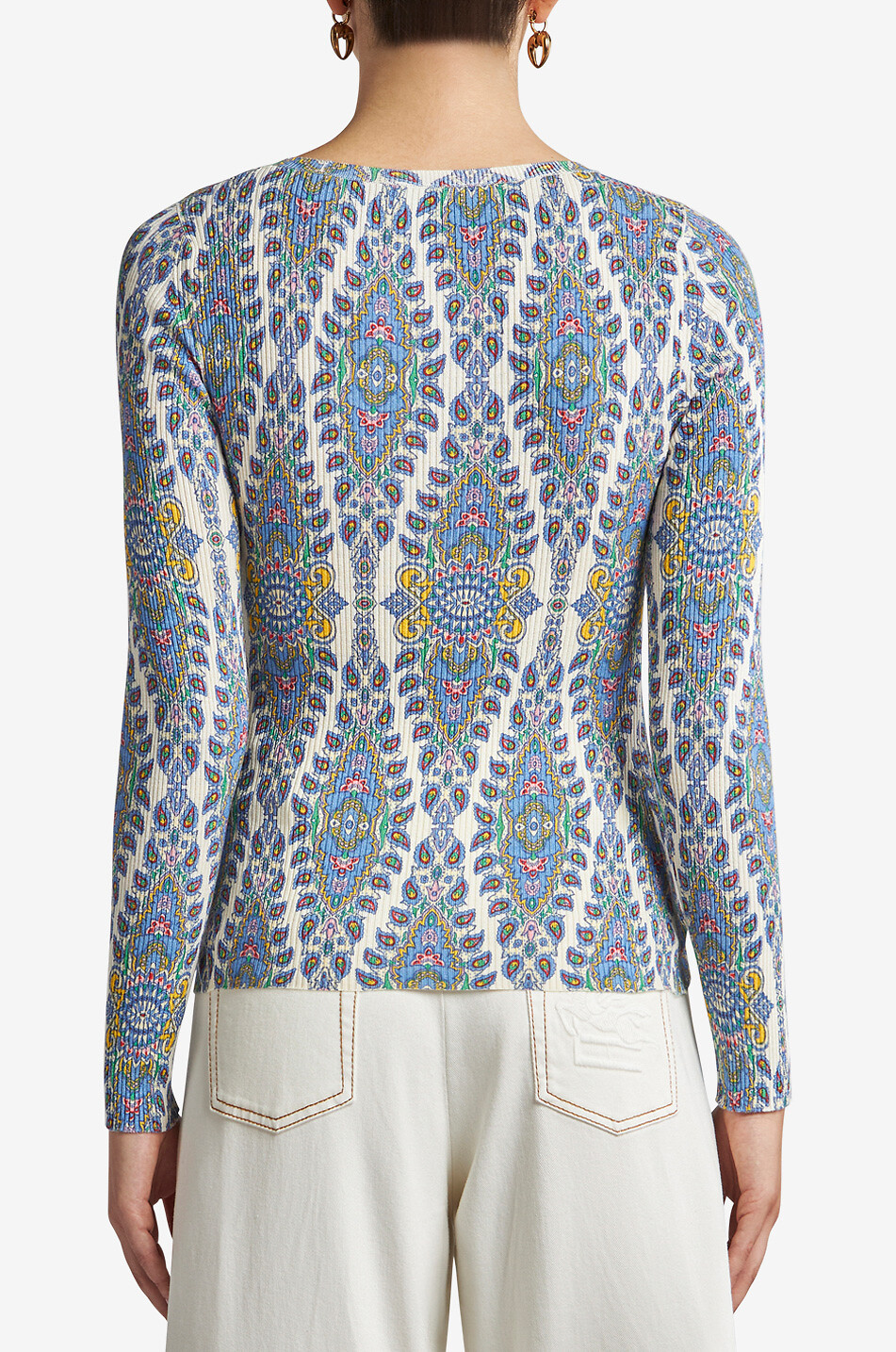 ETRO Pull chaussette côtelé en soie et coton Paisley Medaillons Femme MULTICOLORE 4