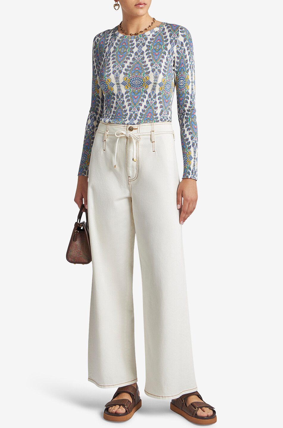 ETRO Pull chaussette côtelé en soie et coton Paisley Medaillons Femme MULTICOLORE 5