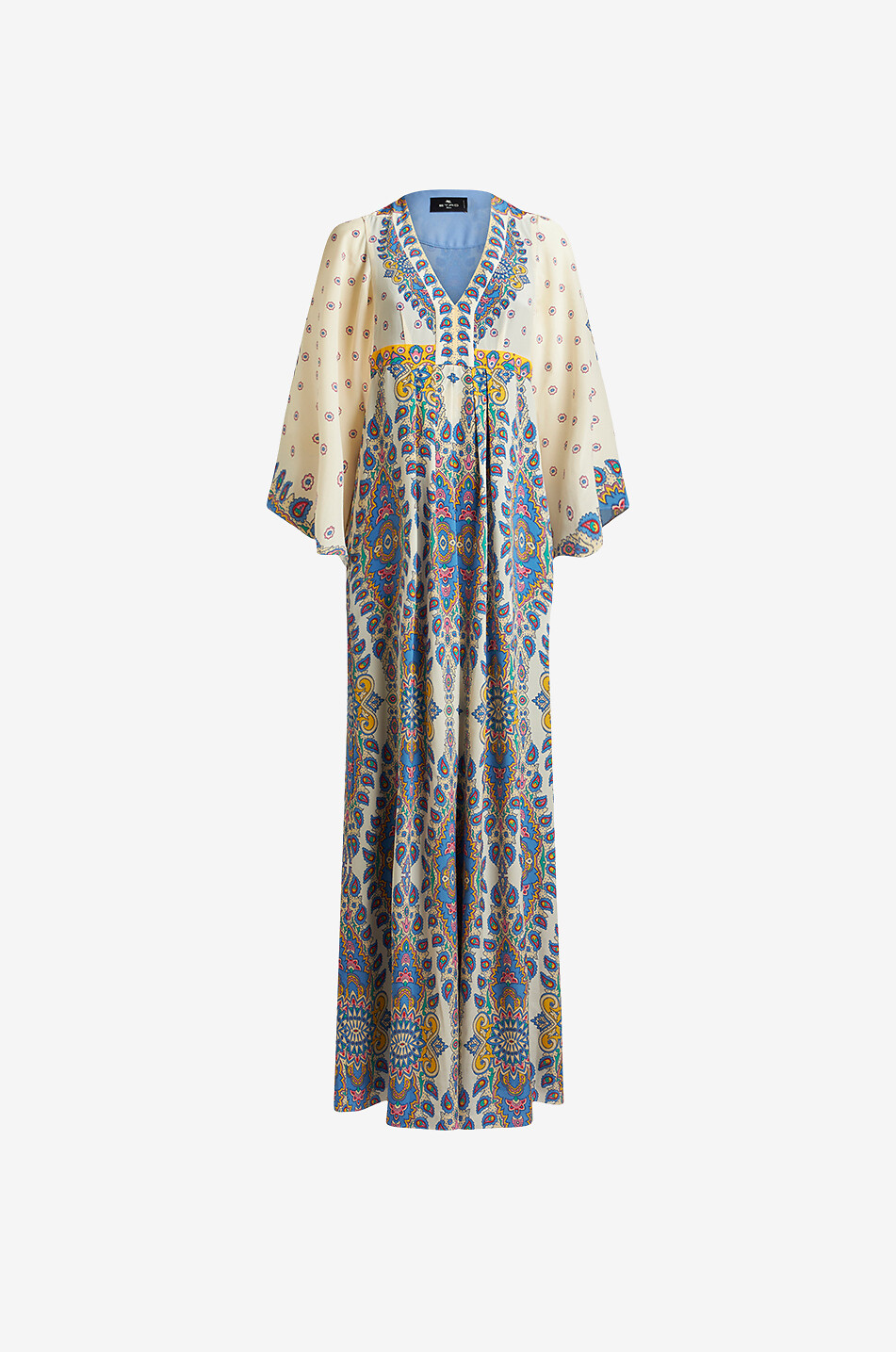 Langes Empirekleid aus Seide Paisley Medallions