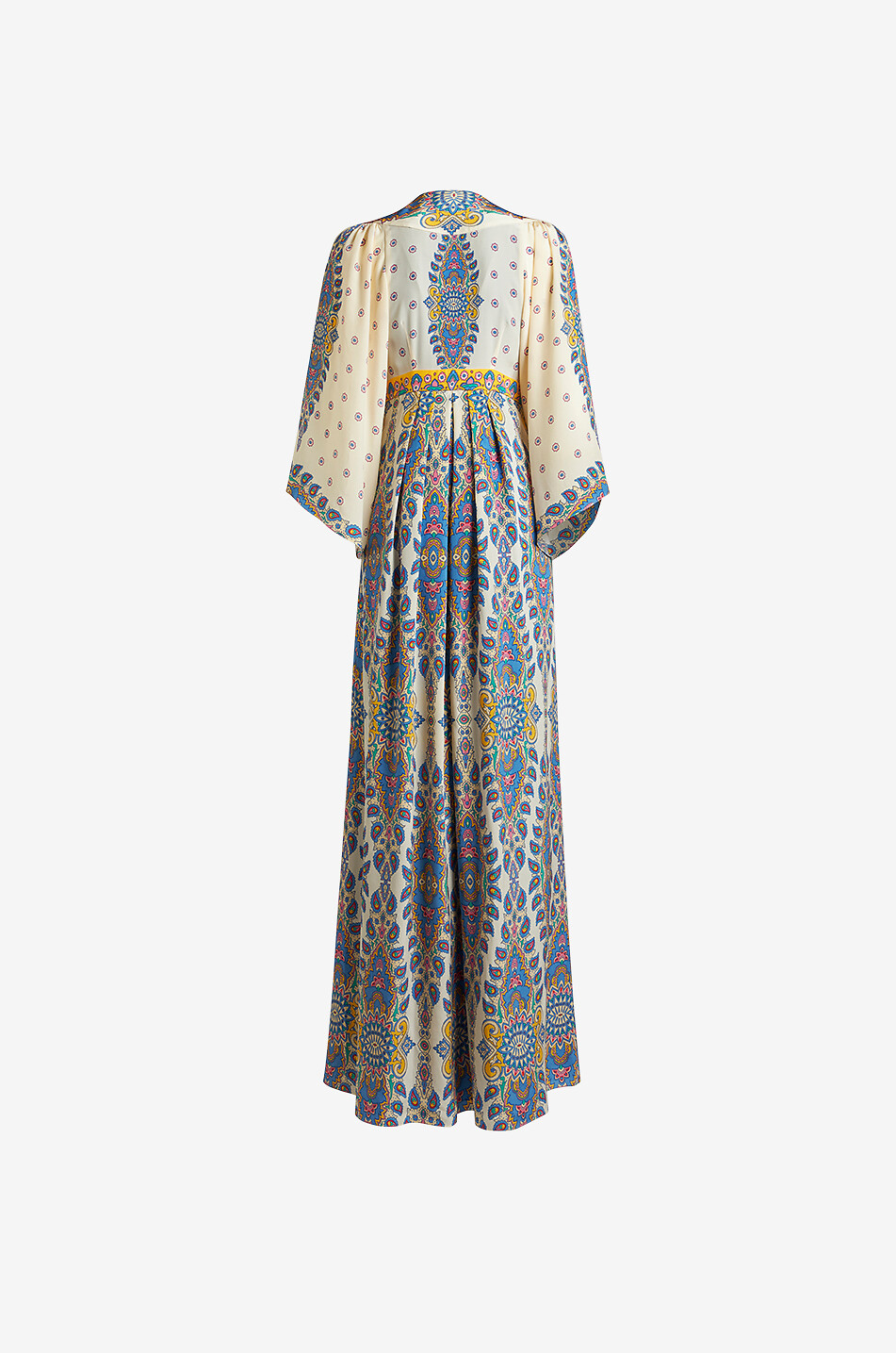 Langes Empirekleid aus Seide Paisley Medallions