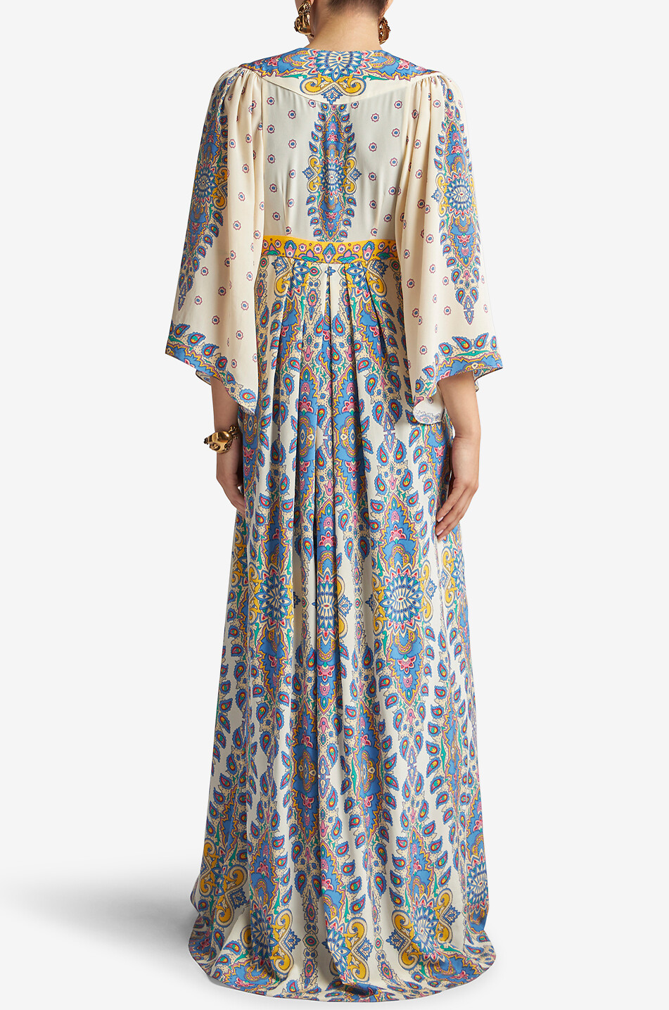 Langes Empirekleid aus Seide Paisley Medallions