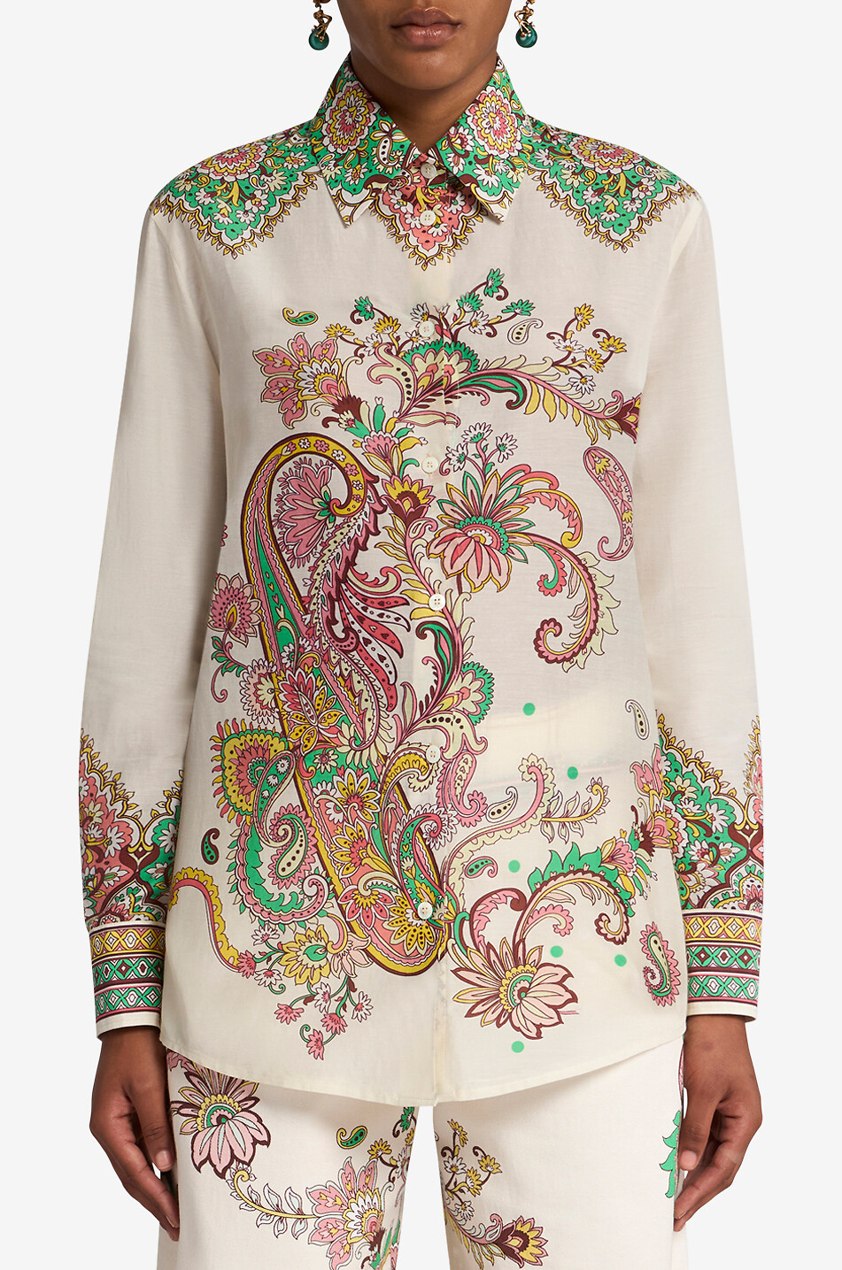 ETRO Chemise en voile de coton et soie imprimée Paisley exotique Femme MULTICOLORE 3