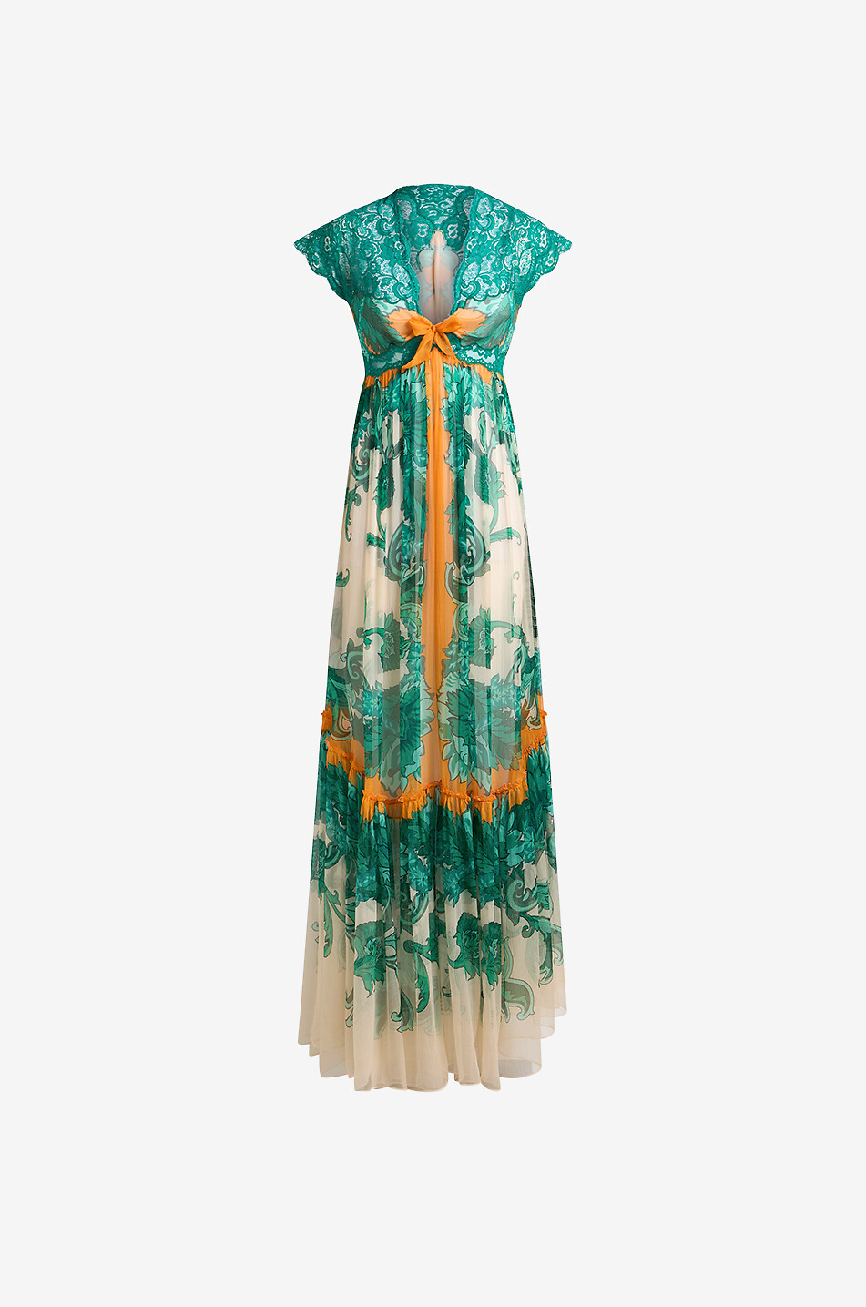 ETRO Langes Georgette- und Spitzenkleid mit Rückenausschnitt Damen BUNT 1