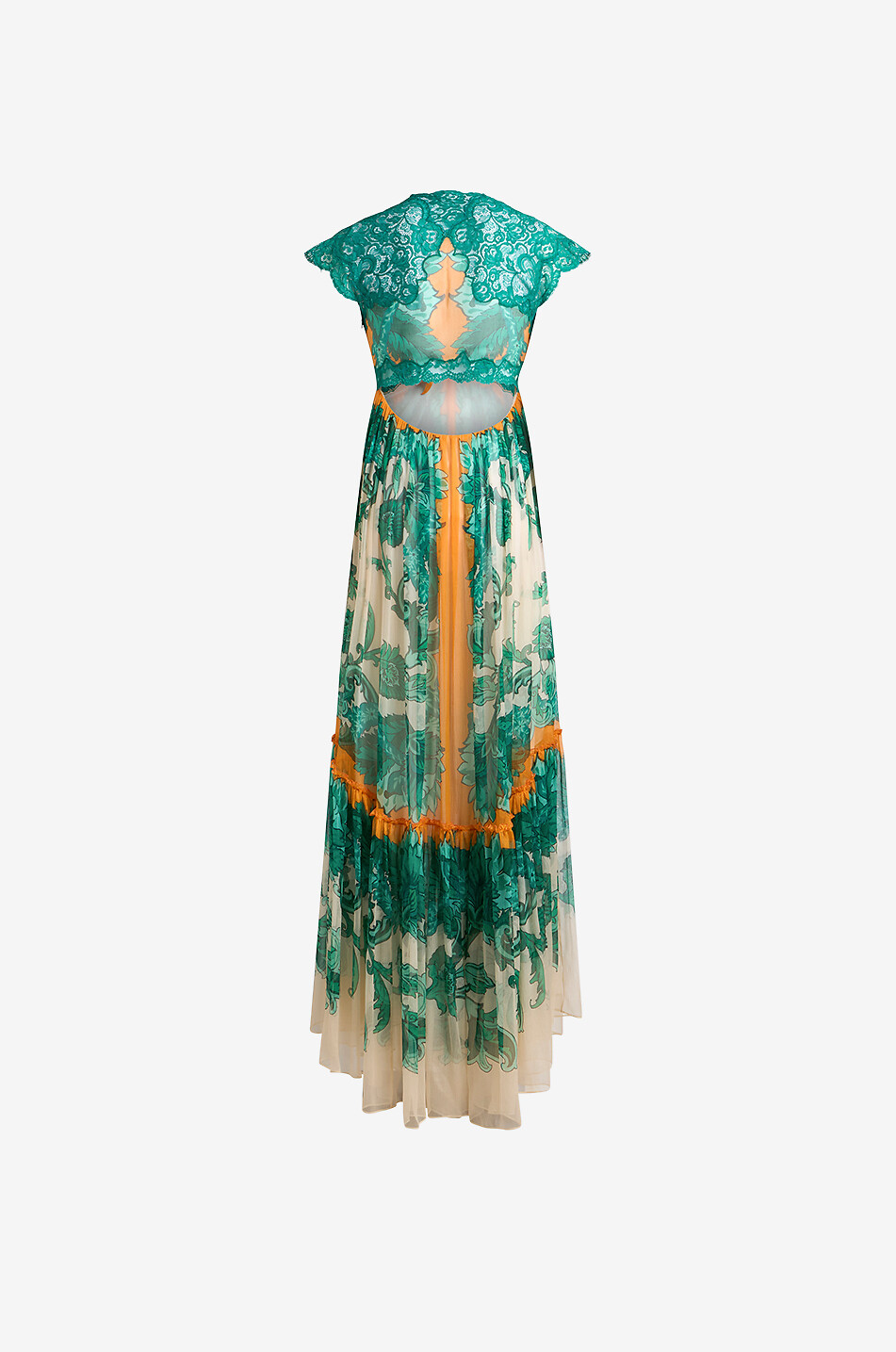 ETRO Langes Georgette- und Spitzenkleid mit Rückenausschnitt Damen BUNT 2