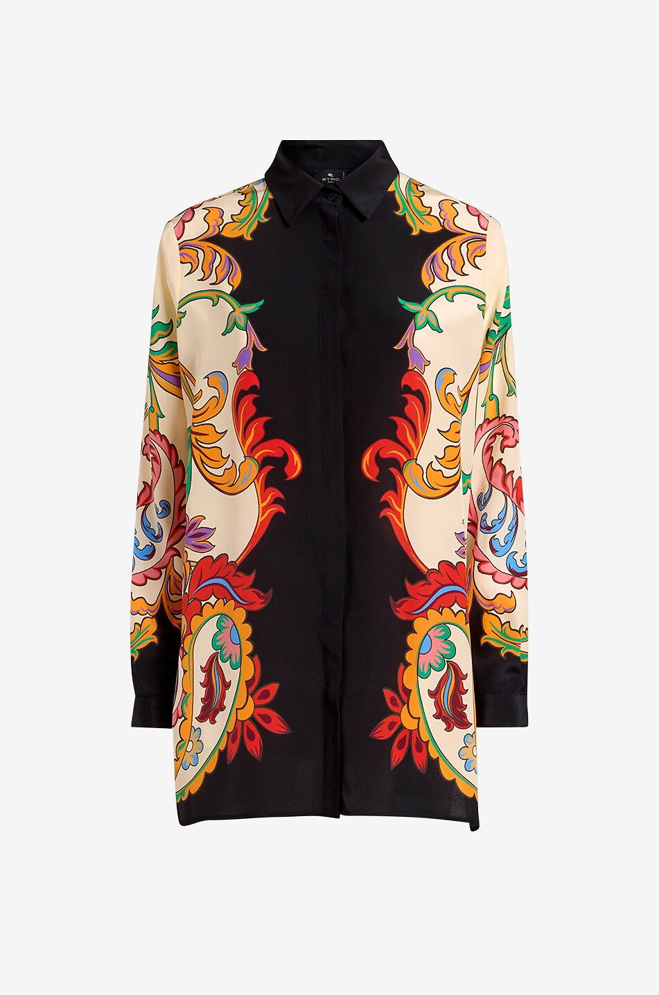 Paisley Arabesques printed oversize silk shirt