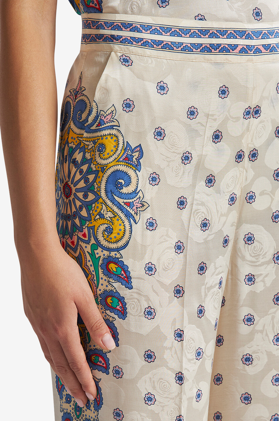 ETRO Pantalon large en jacquard motif roses imprimé Paisley Femme MULTICOLORE 6