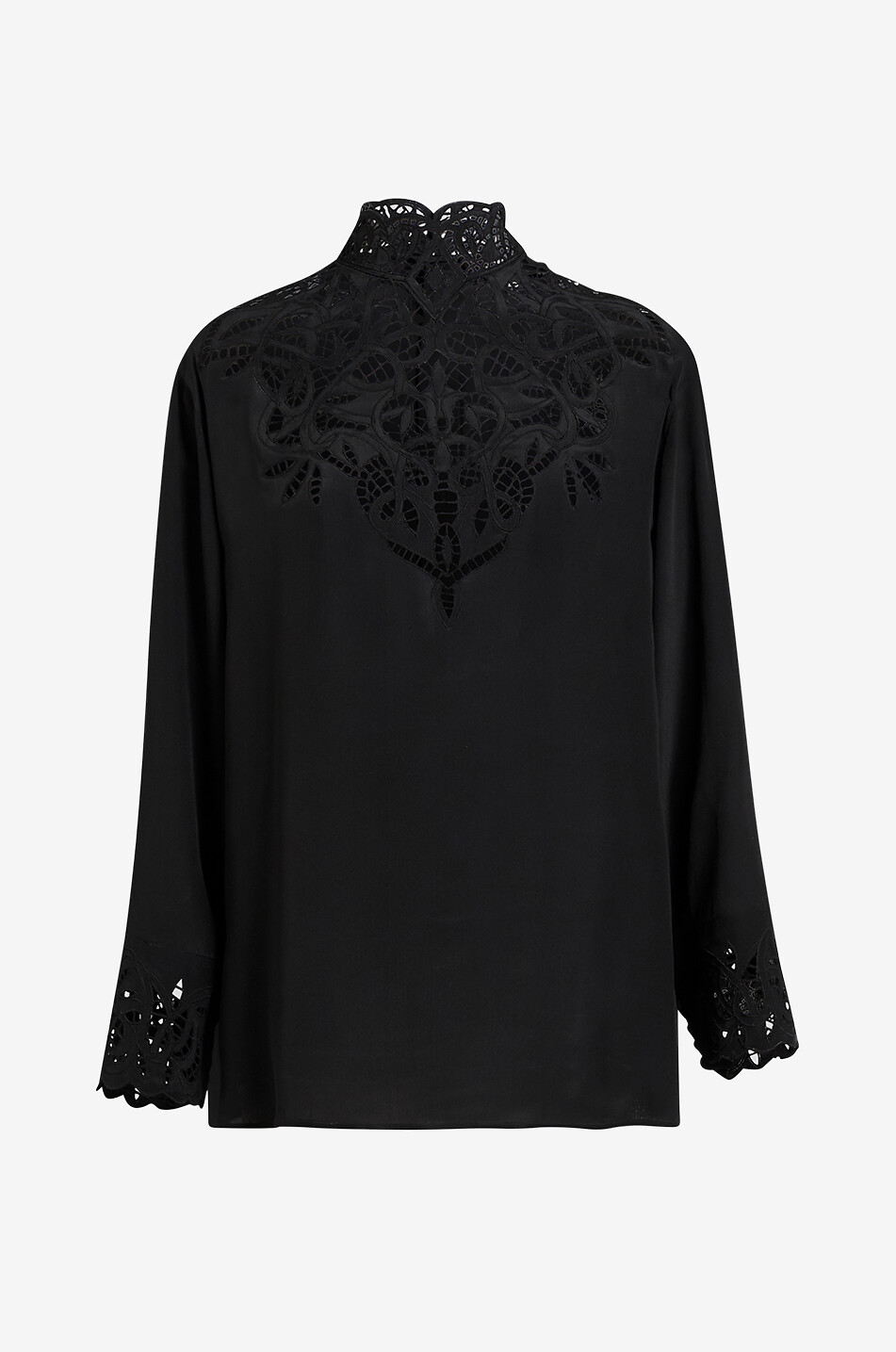 ETRO Seidenbluse mit Lochstick-Latz Damen SCHWARZ 1