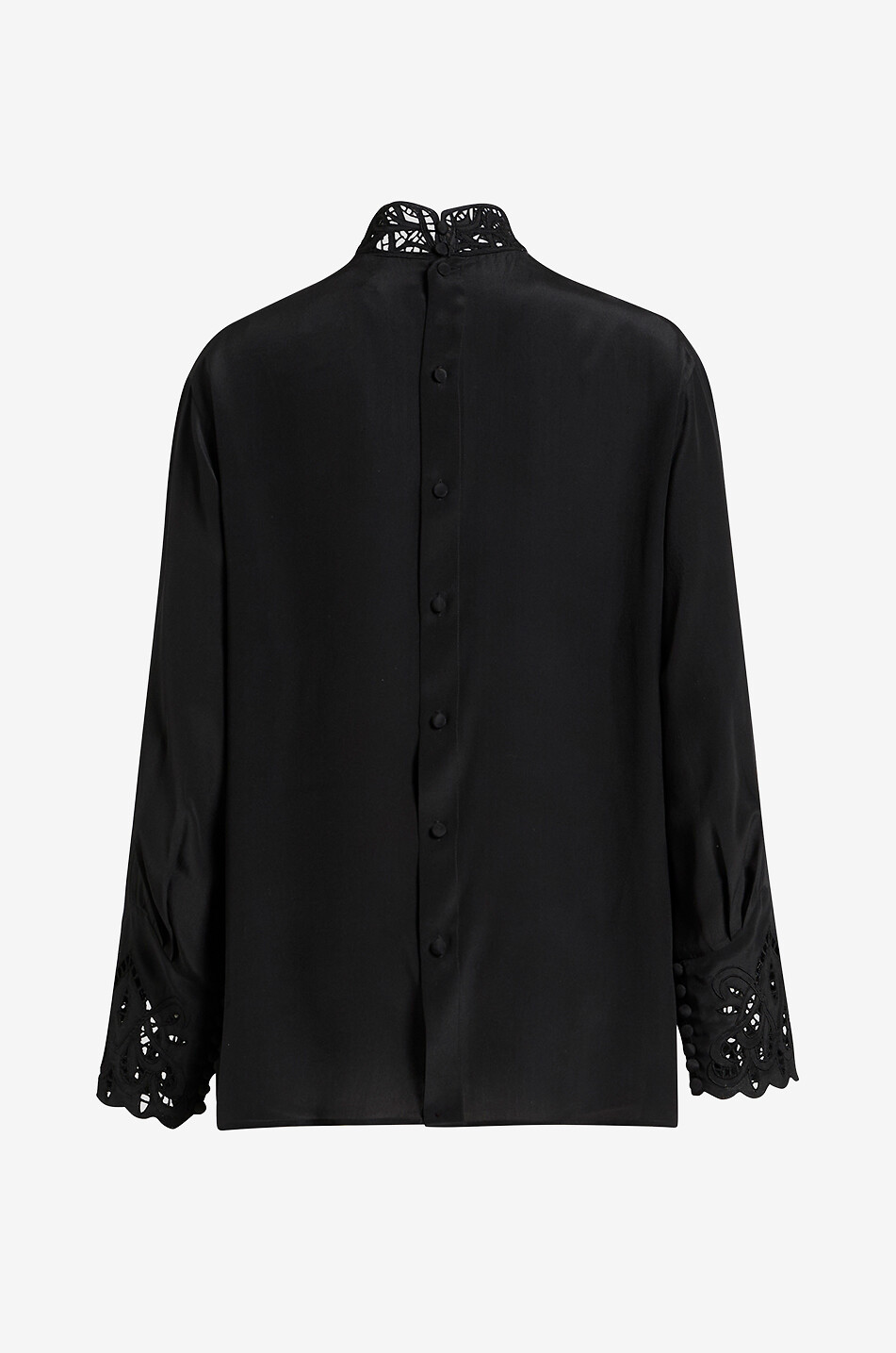 ETRO Seidenbluse mit Lochstick-Latz Damen SCHWARZ 2