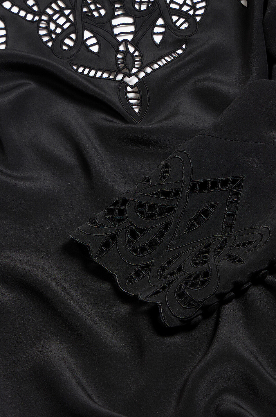 ETRO Seidenbluse mit Lochstick-Latz Damen SCHWARZ 6