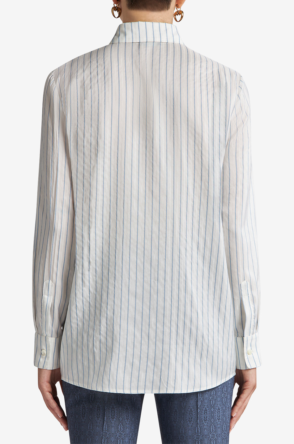 ETRO Chemise droite en jacquard de soie rayé Femme BLANC 4