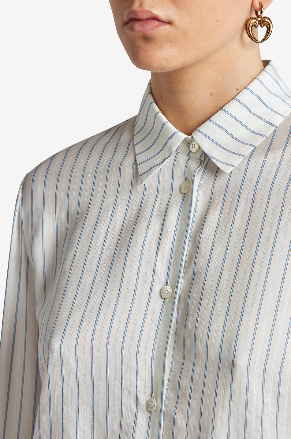 ETRO Chemise droite en jacquard de soie rayé Femme BLANC 6