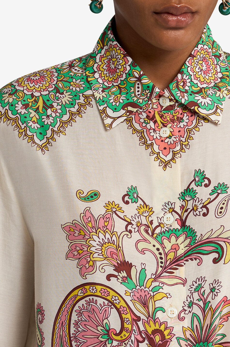 Hemd aus Baumwoll- und Seidenvoile mit exotischem Paisley-Print