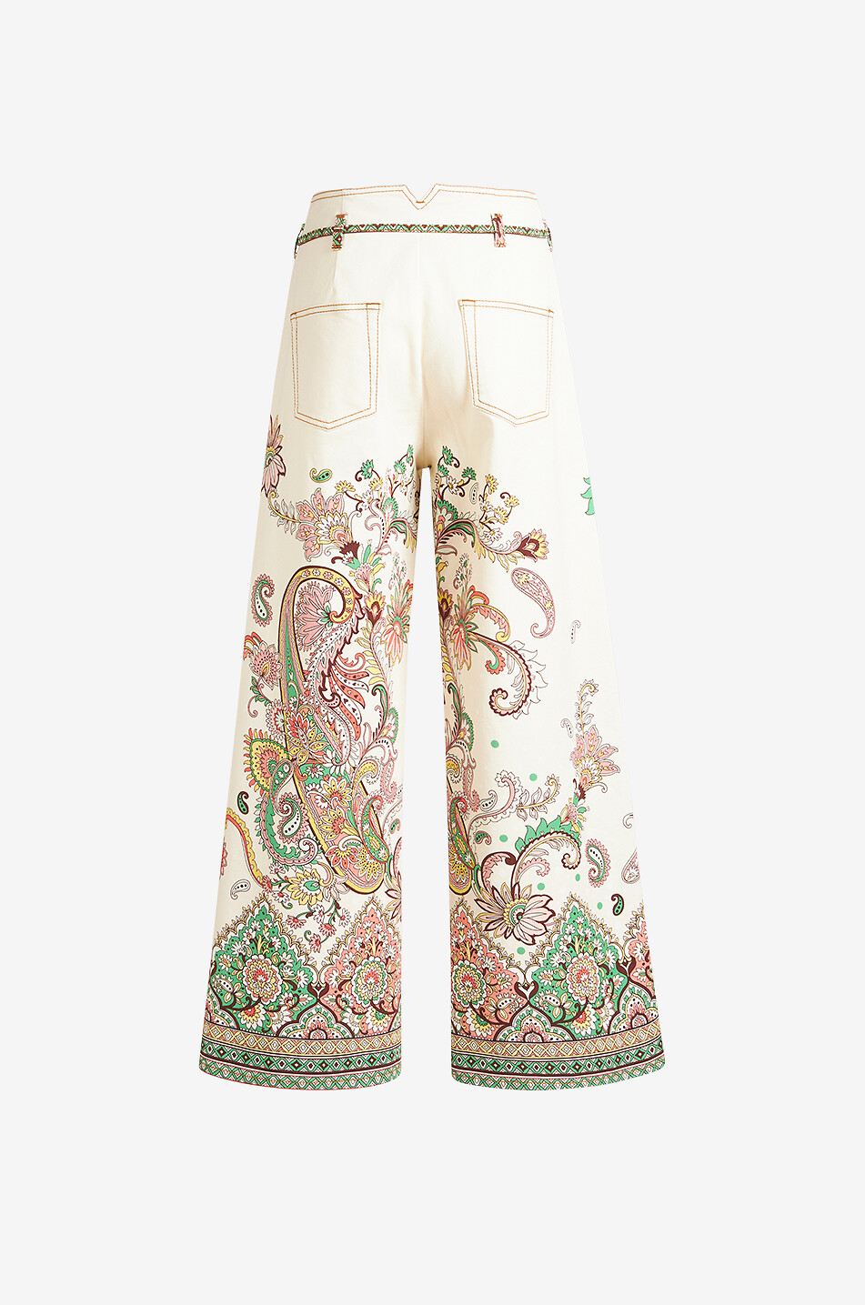 Jeans mit hoher Taille und verkürztem weitem Bein Paisley