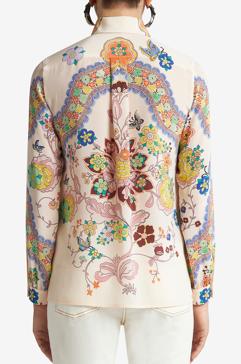 ETRO Flower and butterfly printed silk crêpe shirt Women MULTI COLOURED 4