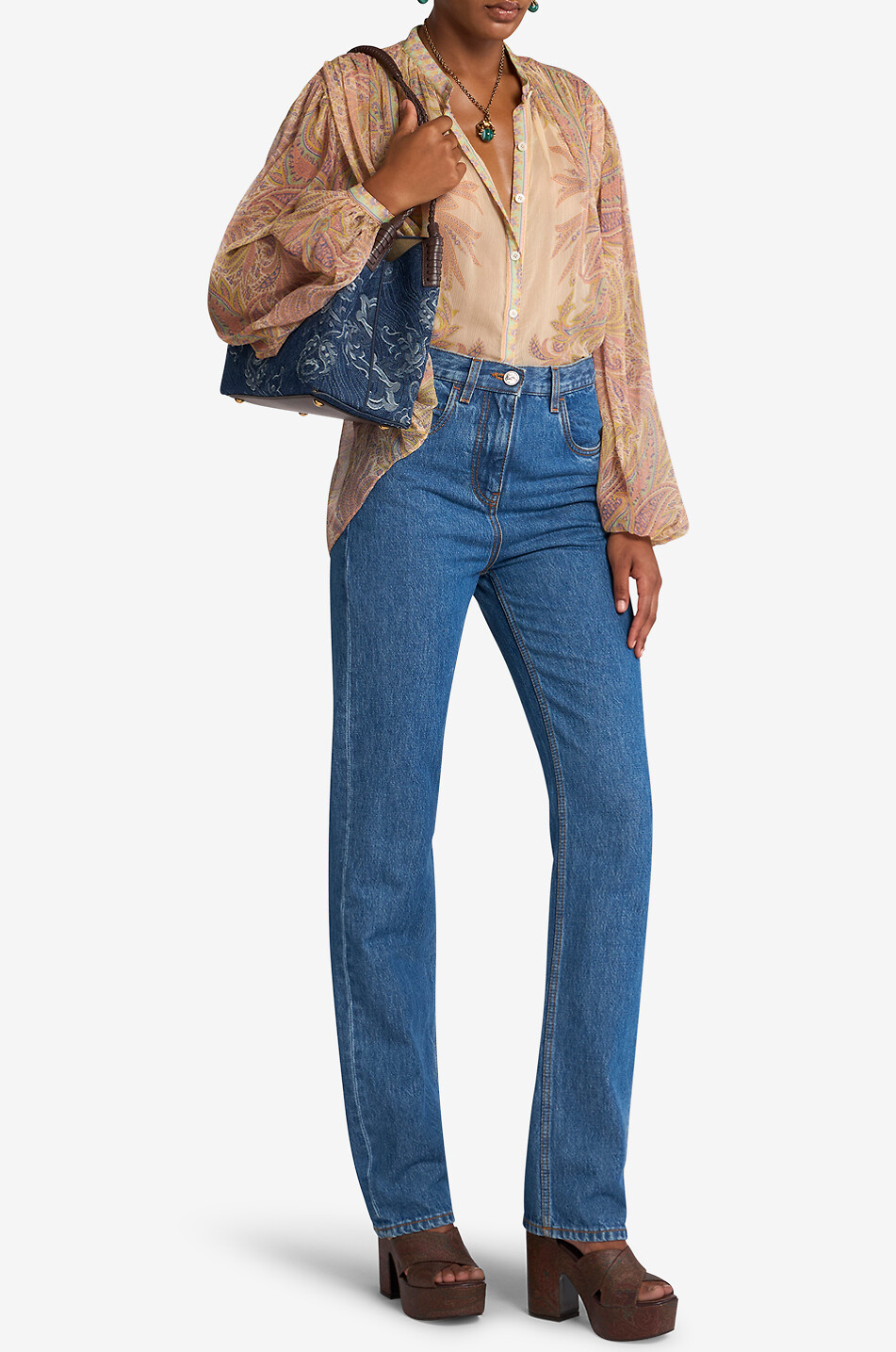 Seidenmusselin-Bluse mit Paisley-Print