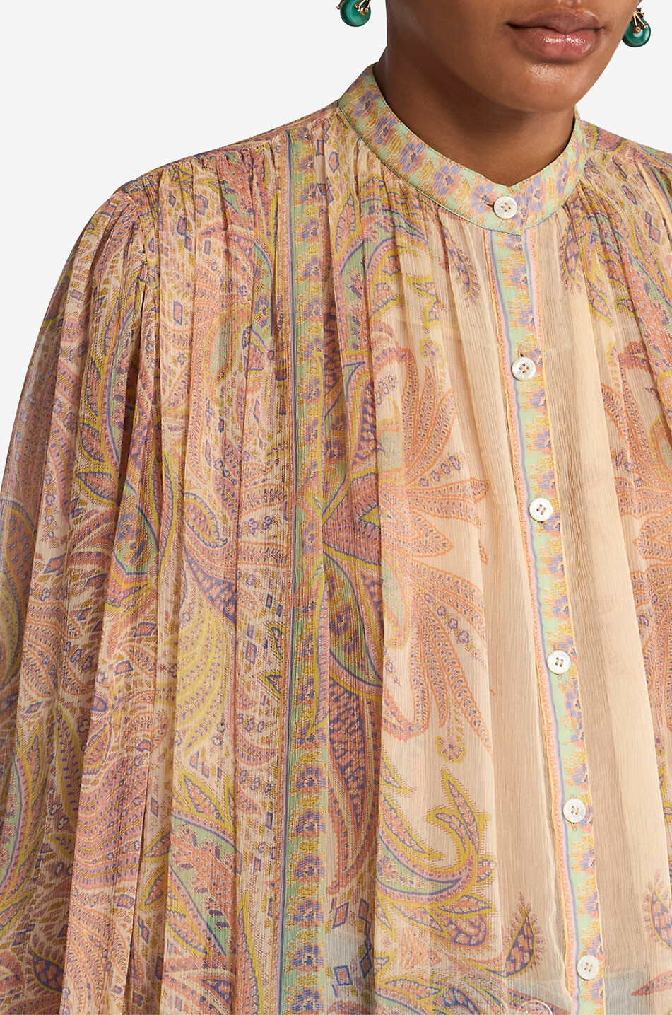 Seidenmusselin-Bluse mit Paisley-Print