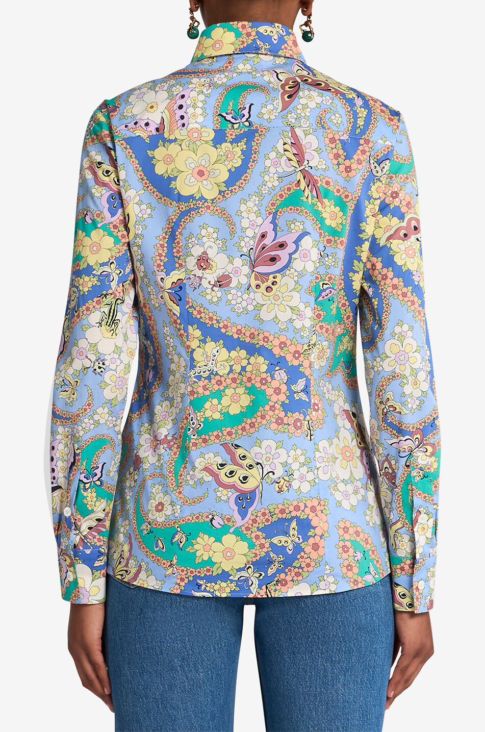 Chemise cintrée en popeline imprimée Paisley Animals