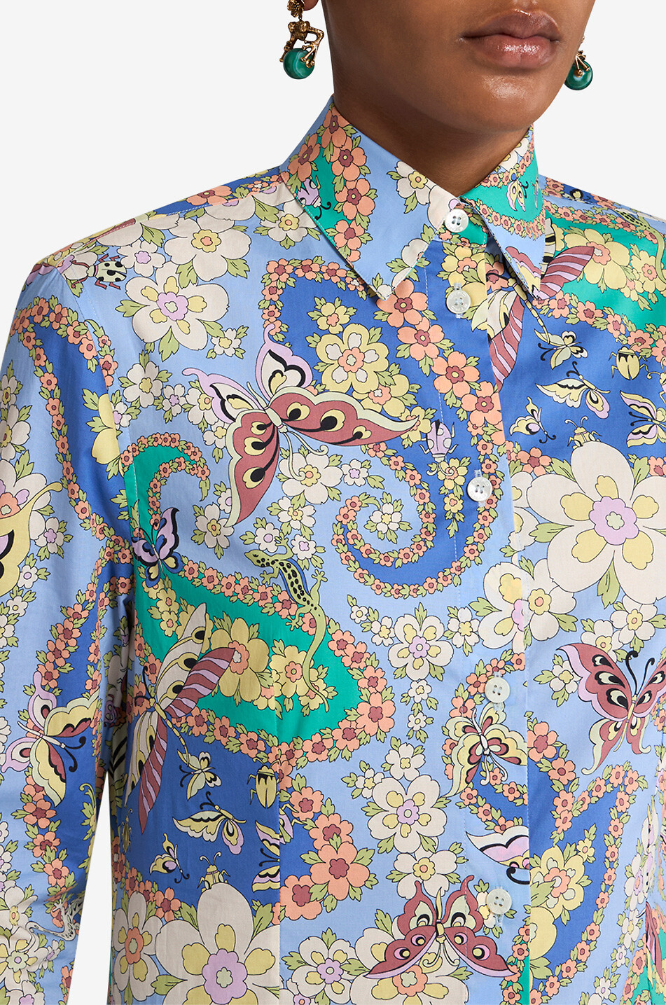 Chemise cintrée en popeline imprimée Paisley Animals