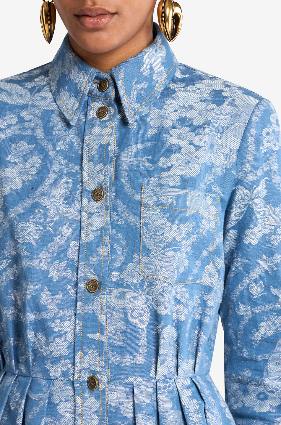 ETRO Flower and butterfly patterned jacquard short flared shirt dress Women MULTI COLOURED 5