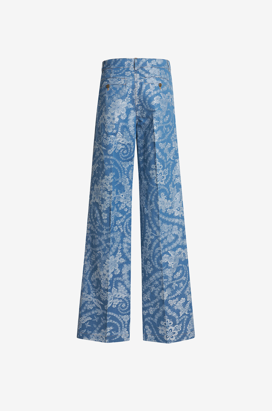 Pantalon large en jacquard fleuri
