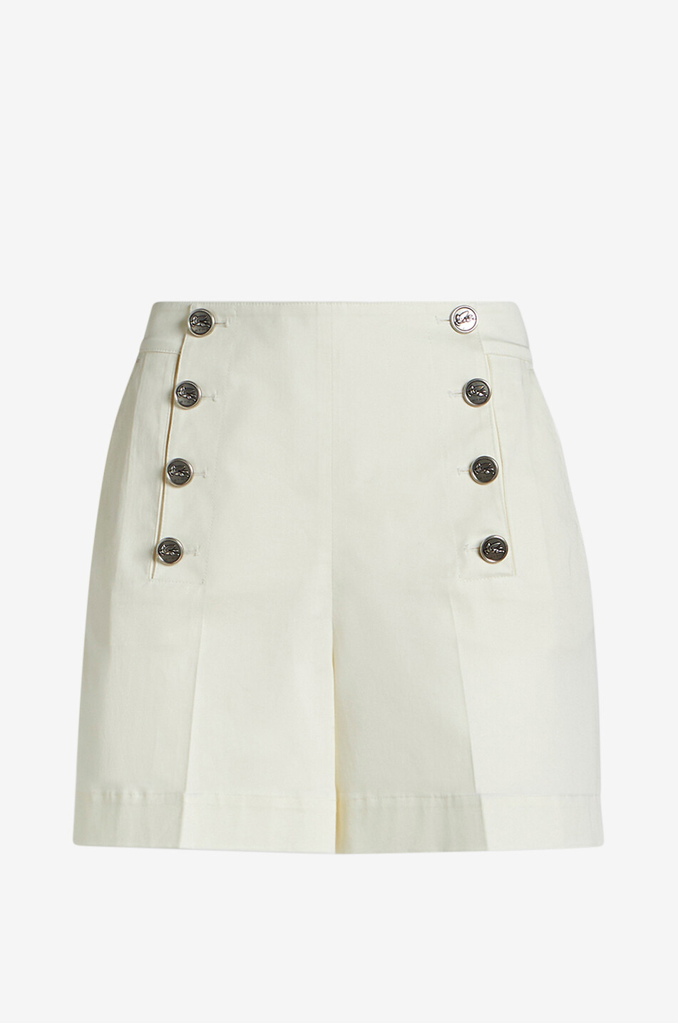 Short à pont en gabardine taille haute