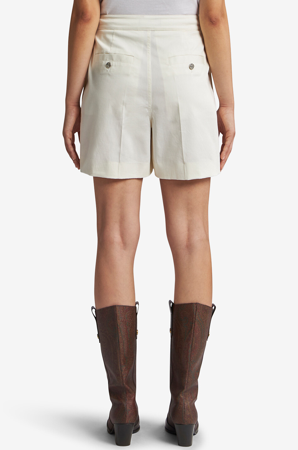 ETRO Short à pont en gabardine taille haute Femme BLANC CASSE 4